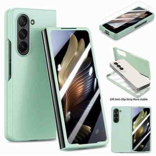 For Samsung Galaxy Z Fold5 JUNSUNMAY Smoothly PC + 9H Tempered Glass Protector Folding Phone Case(Light Green)