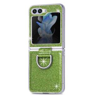 For Samsung Galaxy Z Flip5 JUNSUNMAY Color Painting  Ring Holder Protective Case(Green)