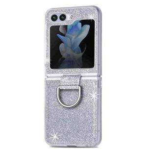 For Samsung Galaxy Z Flip5 JUNSUNMAY Color Painting  Ring Holder Protective Case(Silver)