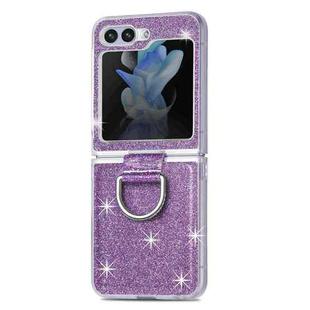For Samsung Galaxy Z Flip5 JUNSUNMAY Color Painting  Ring Holder Protective Case(Purple)