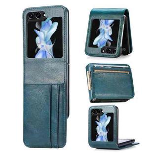 For Samsung Galaxy Z Flip5 JUNSUNMAY PU Leather Folding Phone Case with Card Slots(Blue)