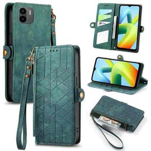 For Xiaomi Redmi A1 Geometric Zipper Wallet Side Buckle Leather Phone Case(Green)