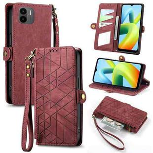 For Xiaomi Redmi A1 Geometric Zipper Wallet Side Buckle Leather Phone Case(Red)