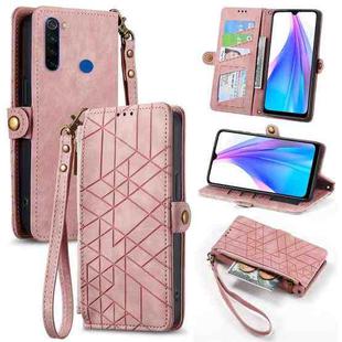 For Xiaomi Redmi Note 8T Geometric Zipper Wallet Side Buckle Leather Phone Case(Pink)