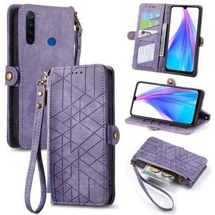 For Xiaomi Redmi Note 8T Geometric Zipper Wallet Side Buckle Leather Phone Case(Purple)