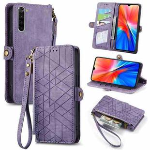 For Xiaomi Redmi Note 8 Geometric Zipper Wallet Side Buckle Leather Phone Case(Purple)