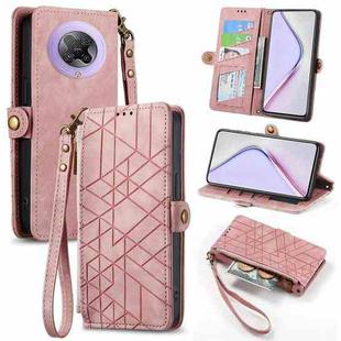 For Xiaomi Redmi K30 Pro Geometric Zipper Wallet Side Buckle Leather Phone Case(Pink)