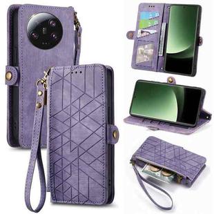 For Xiaomi 13 Ultra Geometric Zipper Wallet Side Buckle Leather Phone Case(Purple)