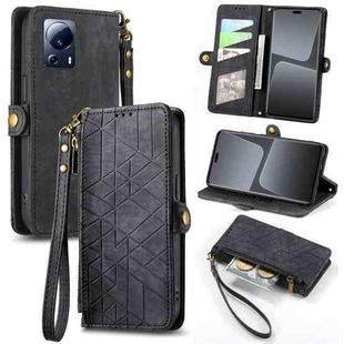 For Xiaomi 13 Lite Geometric Zipper Wallet Side Buckle Leather Phone Case(Black)