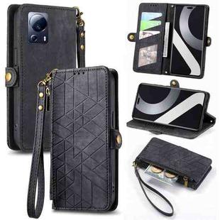 For Xiaomi Civi 2 Geometric Zipper Wallet Side Buckle Leather Phone Case(Black)