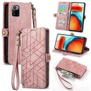 For Xiaomi Poco X3 GT Geometric Zipper Wallet Side Buckle Leather Phone Case(Pink)