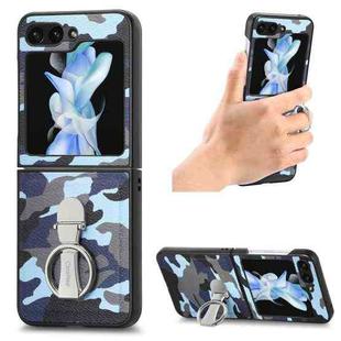 For Samsung Galaxy Z Flip5 5G Camouflage Ring Holder PC Phone Case(Blue)