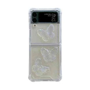 For Samsung Galaxy Z Flip4 Clear Crystal Butterflies TPU Phone Case(Transparent)