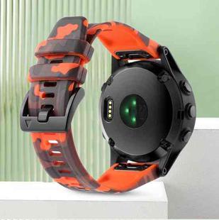 For Garmin Fenix 7X Solar 26mm Camouflage Silicone Watch Band(Camouflage Orange)
