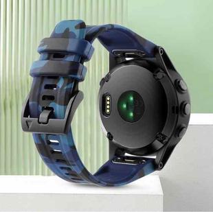 For Garmin Fenix 7X Solar 26mm Camouflage Silicone Watch Band(Camouflage Blue)