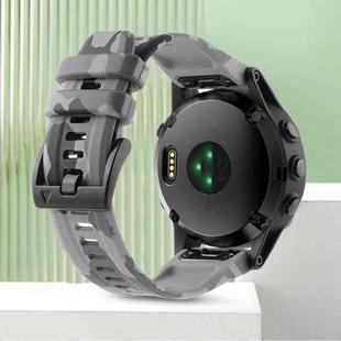 For Garmin Fenix 8 AMOLED 51mm Camouflage 26mm Silicone Watch Band(Camouflage Grey)