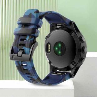 For Garmin Fenix 6 GPS 22mm Camouflage Silicone Watch Band(Camouflage Blue)