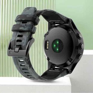 For Garmin Fenix 5 22mm Camouflage Silicone Watch Band(Camouflage Black)