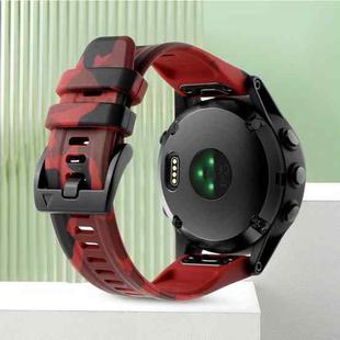 For Garmin Forerunner 955 22mm Camouflage Silicone Watch Band(Camouflage Red)