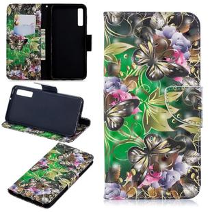 3D Colored Drawing Pattern Horizontal Flip Leather Case for Samsung Galaxy A7&A750, with Holder & Card Slots & Wallet(Green Butterfly)