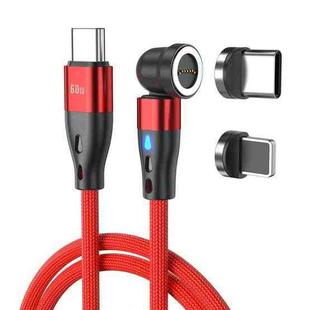 ENKAY PD60W Type-C to Type-C / 8 Pin Magnetic 540 Degrees Rotating Fast Charging Cable, Length:2m(Red)