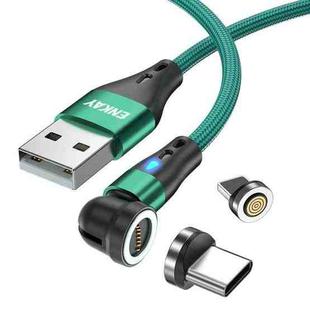 ENKAY 3A USB to Type-C / 8 Pin Magnetic 540 Degrees Rotating Fast Charging Cable, Length:1m(Green)