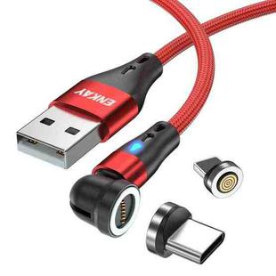 ENKAY 3A USB to Type-C / 8 Pin Magnetic 540 Degrees Rotating Fast Charging Cable, Length:1m(Red)