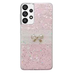For Samsung Galaxy A73 5G Shell Pattern Bow TPU Phone Protective Case(Pink)