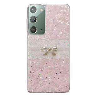 For Samsung Galaxy Note20 Shell Pattern Bow TPU Phone Protective Case(Pink)