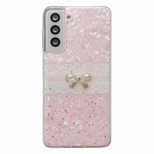 For Samsung Galaxy S21 5G Shell Pattern Bow TPU Phone Protective Case(Pink)