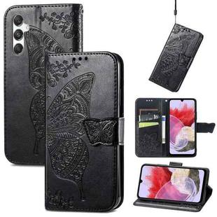 For Samsung Galaxy M34 5G Butterfly Love Flower Embossed Leather Phone Case(Black)
