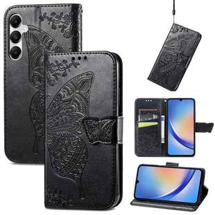ForSamsung Galaxy A35 5G Butterfly Love Flower Embossed Leather Phone Case(Black)