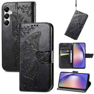 For Samsung Galaxy A55 5G Butterfly Love Flower Embossed Leather Phone Case(Black)