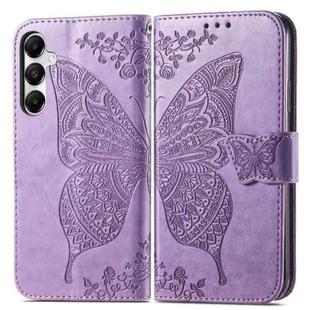 For Samsung Galaxy A15 Butterfly Love Flower Embossed Leather Phone Case(Light Purple)
