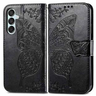 For Samsung Galaxy M15 Butterfly Love Flower Embossed Leather Phone Case(Black)