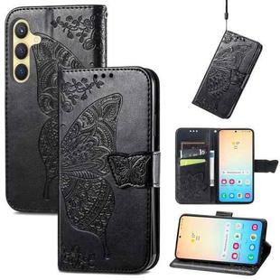 For Samsung Galaxy S25+ 5G Butterfly Love Flower Embossed Leather Phone Case(Black)