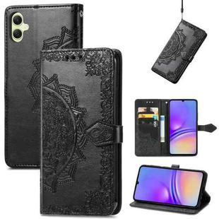 For Samsung Galaxy A05 Mandala Flower Embossed Leather Phone Case(Black)