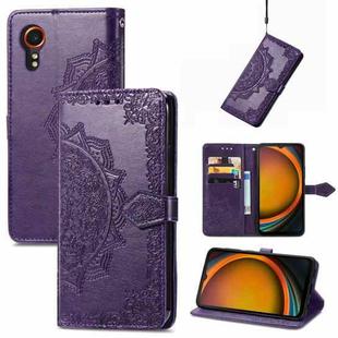 For Samsung Galaxy Xcover 7 Mandala Flower Embossed Leather Phone Case(Purple)