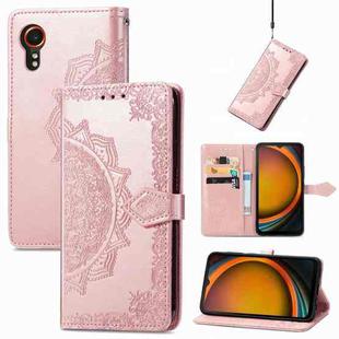For Samsung Galaxy Xcover 7 Mandala Flower Embossed Leather Phone Case(Rose Gold)