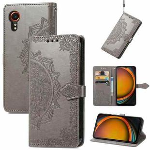 For Samsung Galaxy Xcover 7 Mandala Flower Embossed Leather Phone Case(Gray)