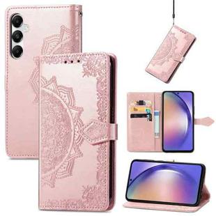 For Samsung Galaxy A55 5G Mandala Flower Embossed Leather Phone Case(Rose Gold)