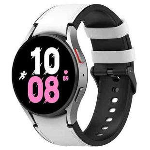 For Samsung Galaxy Watch 6 Classic Silicone Leather Black Buckle Watch Band, Size:S(White)