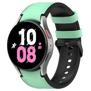 For Samsung Galaxy Watch 6 Classic Silicone Leather Black Buckle Watch Band, Size:S(Green)