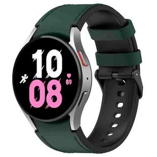 For Samsung Galaxy Watch 6 Silicone Leather Black Buckle Watch Band, Size:S(Olive Green)