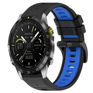 For Garmin MARQ Athlete Gen 2 22mm Sports Two-Color Silicone Watch Band(Black+Blue)