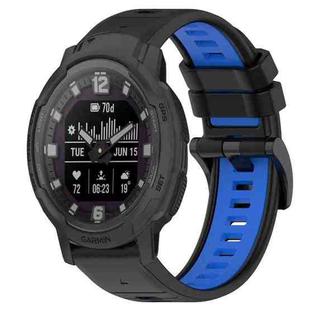 For Garmin Instinct Crossover 22mm Sports Two-Color Silicone Watch Band(Black+Blue)