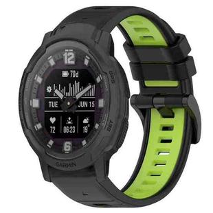 For Garmin Instinct Crossover 22mm Sports Two-Color Silicone Watch Band(Black+Lime Green)