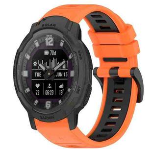 For Garmin Instinct Crossover Solar 22mm Sports Two-Color Silicone Watch Band(Orange+Black)