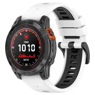 For Garmin Fenix 7 22mm Sports Two-Color Silicone Watch Band(White+Black)