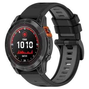 For Garmin Fenix 7 Solar 22mm Sports Two-Color Silicone Watch Band(Black+Grey)
